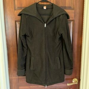 Lucy dark brown sweater jacket, zip up. Size medium.